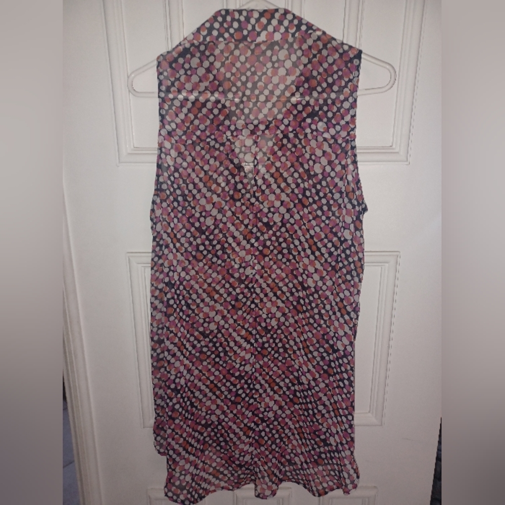 Pleione Funky Artsy Print Asymmetrical  Top Size Large